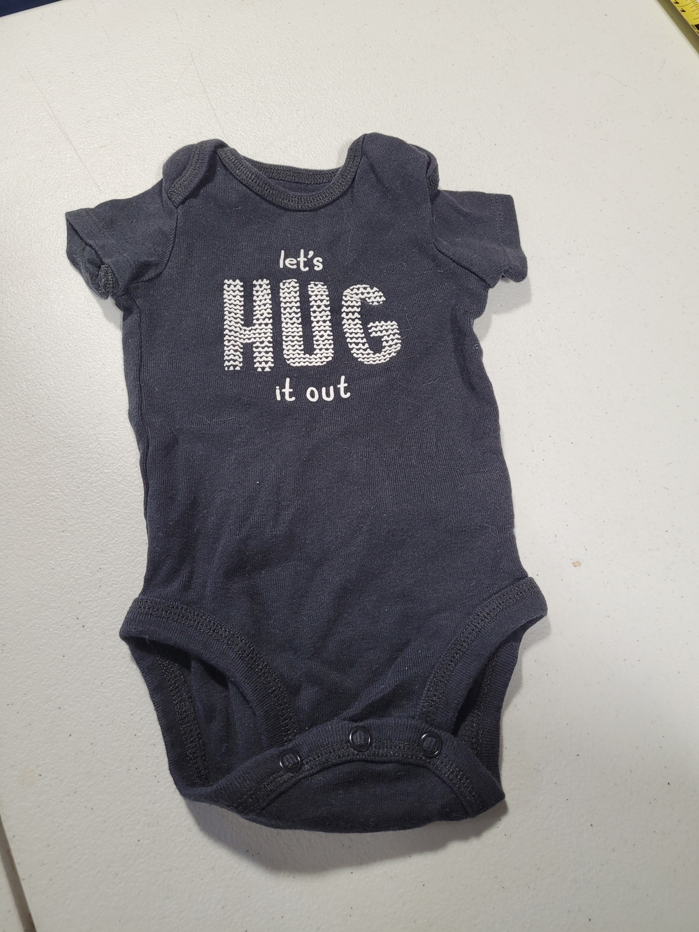 Baby Short-Sleeve One-Piece Bodysuit - Navy "Let's HUG it out"